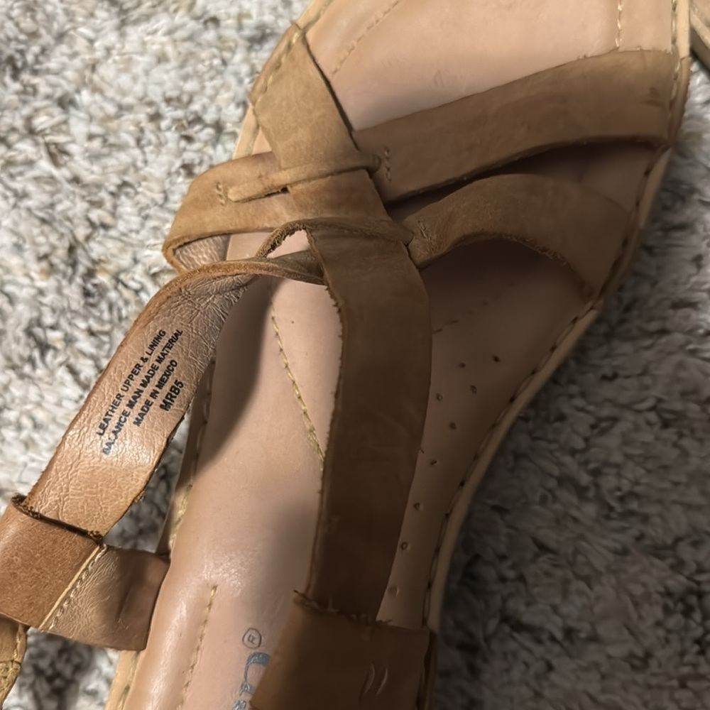Born Tan Sandals with Ankle Strap and Comfort Footbed - Picture 3 of 5